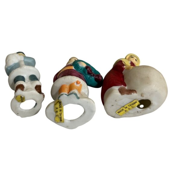 Vintage Christmas Village Figurine Lot Of 3 Porcelain Ornaments - Holiday Decor - Picture 4 of 4